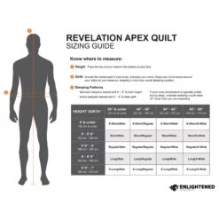 Enlightened Equipment Revelation APEX Quilt 15 Enlightened Equipment Revelation APEX Quilt -Outdoor Research Store Enlightened Equipment Revelation APEX Quilt Sizing Guide