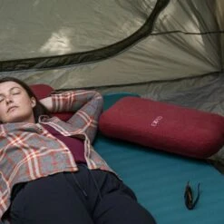 Exped Mega Pillow -Outdoor Research Store Exped Mega Pillow Burgundy Lifestyle Inside Tent