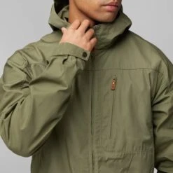 Fjallraven Men's Sten Waterproof Jacket -Outdoor Research Store Fjallraven Men s Sten Jacket Model Front Torso Close