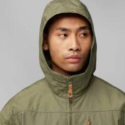 Fjallraven Men's Sten Waterproof Jacket -Outdoor Research Store Fjallraven Men s Sten Jacket Model Hood Up Close