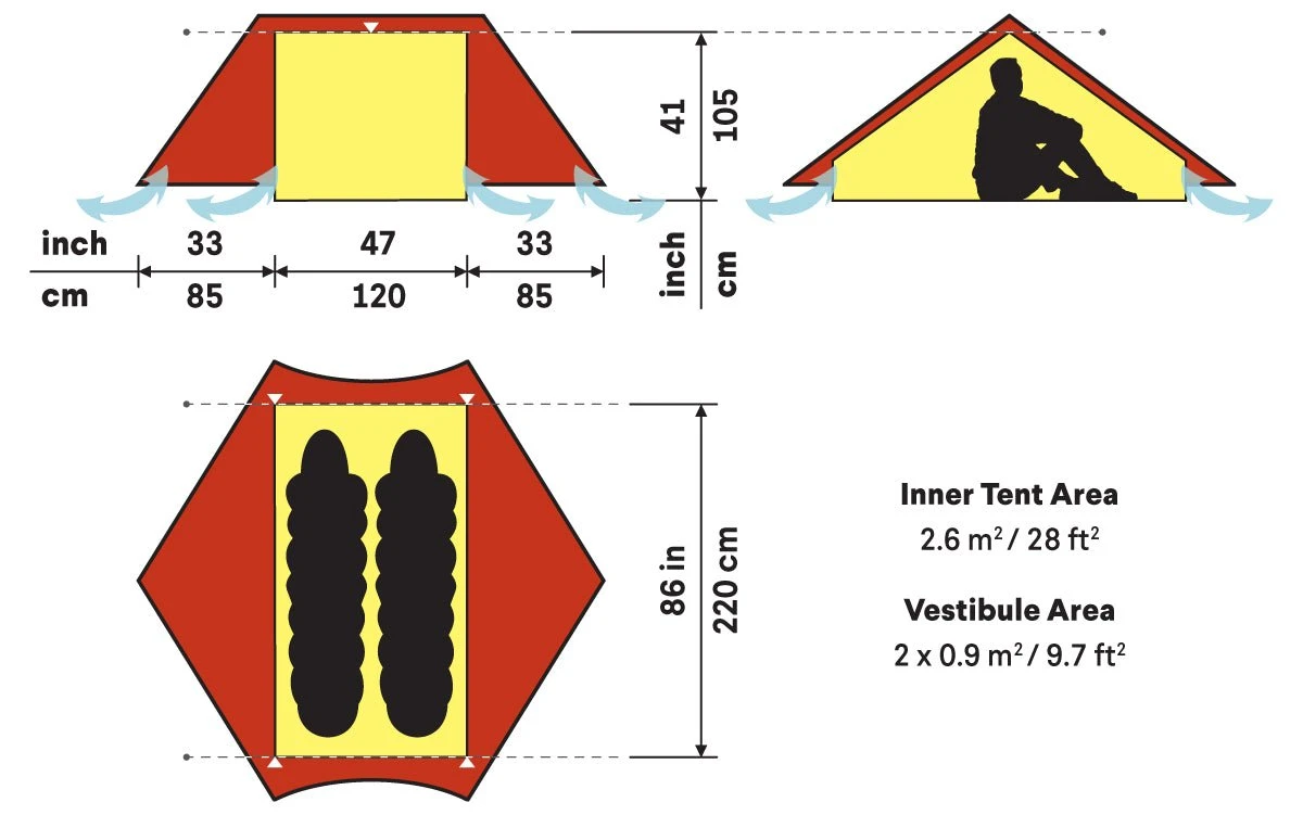 Hilleberg Anaris Yellow Label 2 Person Trekking Pole Tent 2 Hilleberg Anaris Yellow Label 2 Person Trekking Pole Tent - Image 2