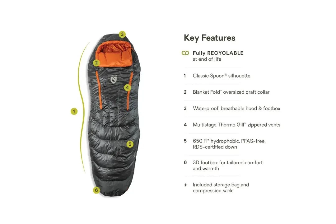 NEMO Men's Disco 30F Down Sleeping Bag Comfort Rating 4°C 3 NEMO Men's Disco 30F Down Sleeping Bag Comfort Rating 4°C - Image 3