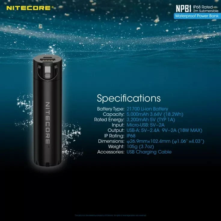 Nitecore NPB1 5000mAh Ultralight Waterproof Power Bank 5 Nitecore NPB1 5000mAh Ultralight Waterproof Power Bank - Image 5