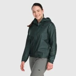Outdoor Research Women's 2024 Helium Rain Jacket -Outdoor Research Store Outdoor Research Women s Helium Rain Jacket Green 2
