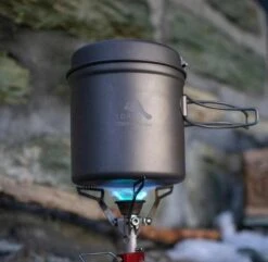 TOAKS Titanium 1100ml Pot With Pan -Outdoor Research Store TOAKS Titanium 1100ml Pot with Pan on Stove