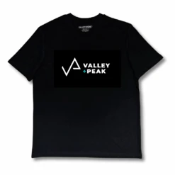 Valley And Peak 'Classic Logo' Organic Cotton T-Shirt -Outdoor Research Store Valley and Peak Classic Logo T Shirt Black Front