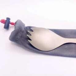 FlipFuel Titanium Spork -Outdoor Research Store flipfuel titanium spork matte silver close up spoon fork